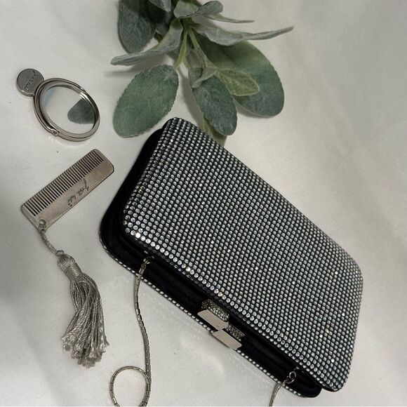 Judith Leiber Handbags - Judith Leiber Swarovski Crystal Evening Bag Clutch with Chain Mirror Comb Glam